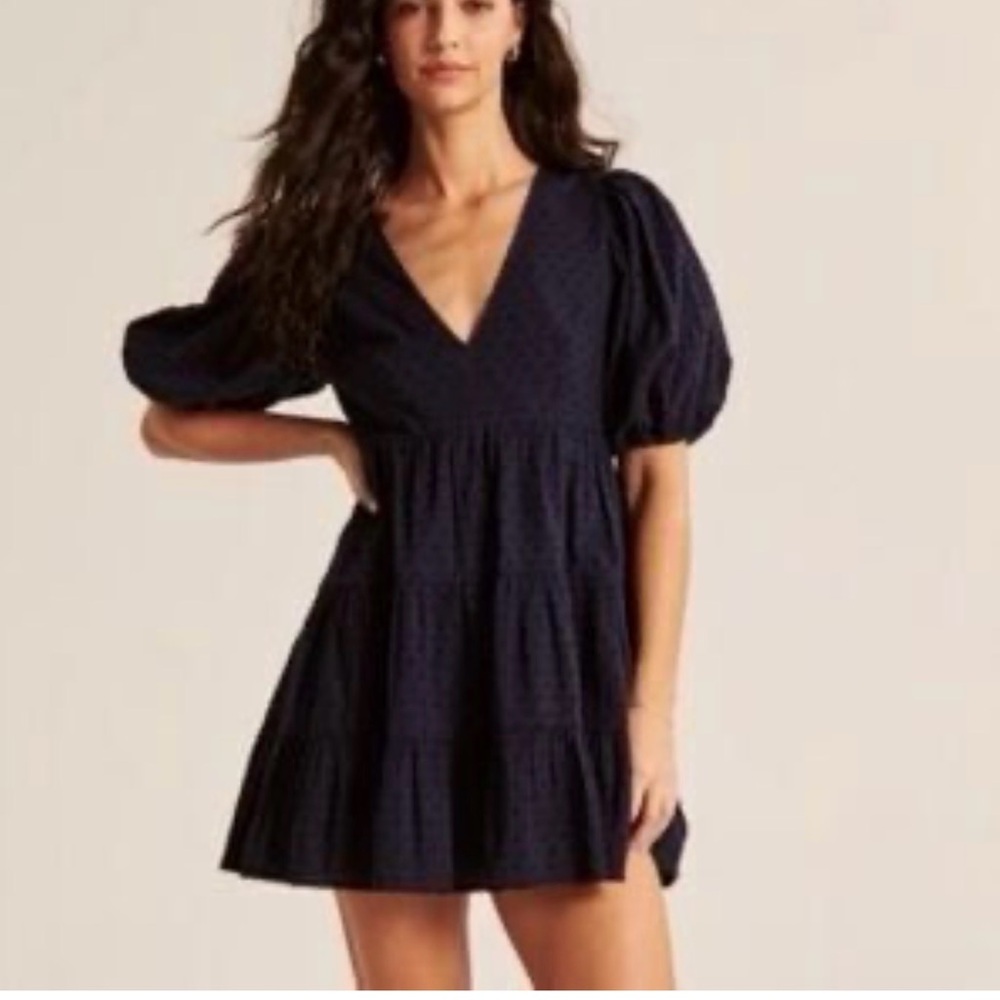 Abercrombie & Fitch Navy Puff Sleeve Mini Dress
